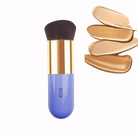 BUTIYO Foundation Brush,Chubby Makeup Brush,MIni Brush,Kabuki Make up Brush,Travel Powder Brush,Face brush for Blending, Liquid, Cream or Powder Cosmetics (1 pc) (blue)