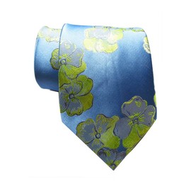 TANGQING New Classic Floral Blue Green JACQUARD WOVEN Silk Men's Tie Necktie