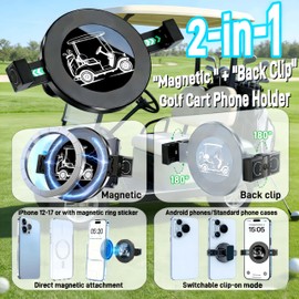 WUKO HUNT Magnetic Golf Cart Phone Holder 2-in-1