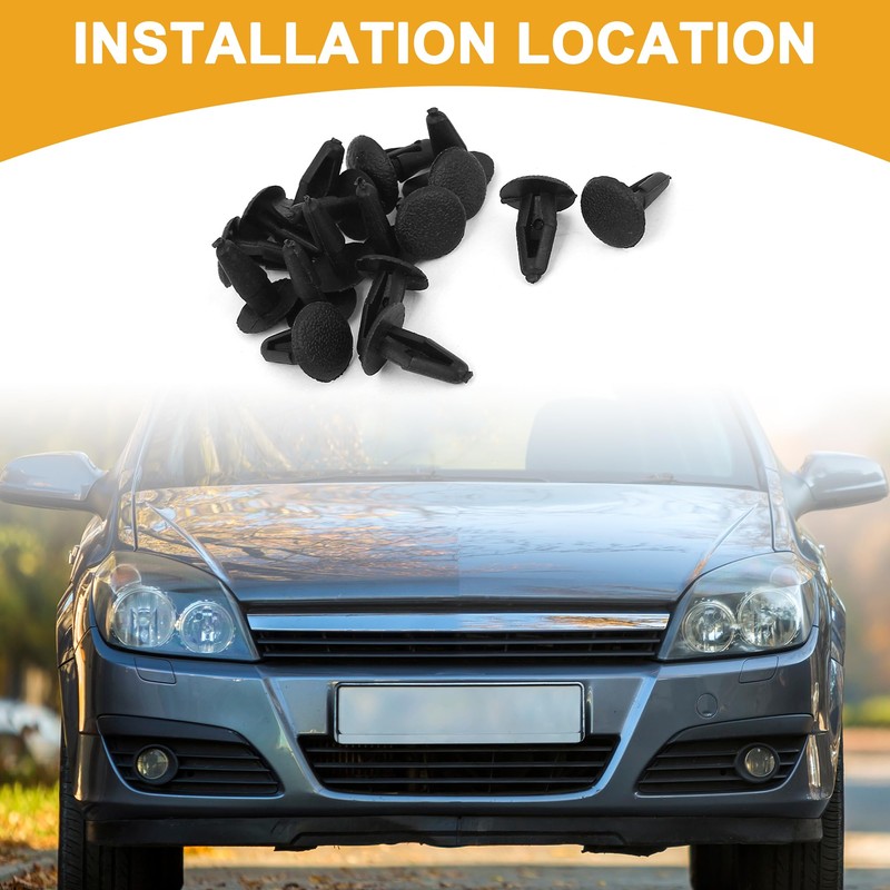 Partuto 16 Pcs Universal Clip Rivets Fastener - Plastic Black