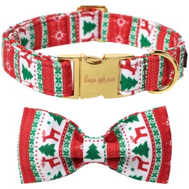 Unique Style Paws Christmas Day Dog Collar with Bow Christmas Tree Cotton Dog Collars for Small Medium Large Dogs 2023 New