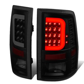 Auto Dynasty 2Pcs 3D LED C-Style Light Bar Rear Tail Lights Brake Lamps Compatible with Dodge Ram 1500 2500 3500 09-17, Driver and Passenger Side, Black Housing Smoked Lens