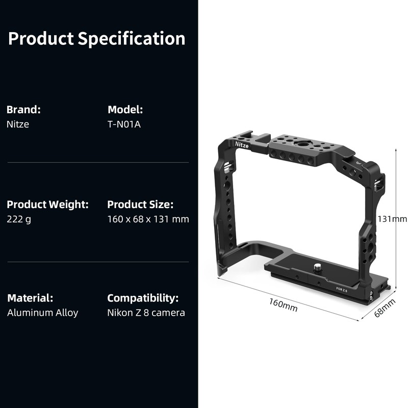 Nitze Z8 Camera Cage for Nikon Z 8 Camera, Z8
