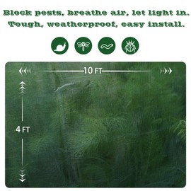 Garden Netting Pest Barrier, 4x10Ft Fine Bug Netting for Vegetable Plants Fruits Flowers Crops Greenhouse Row Cover Raised Bed Barrier Screen Protection Net Cover