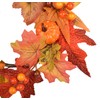 LSKYTOP Artificial Fall Wreath Autumn Wreath with Maples Leaf Pumpkin