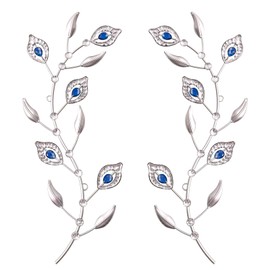 sxnzequnze Bling Metal Leaves Decoration Home Decoration Modern Minimalist Style Wall Hanging Art Living Room Bedroom Bathroom Wall Decoration Set of 2 Blue