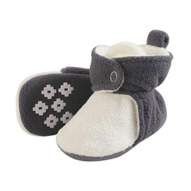 Little Treasure Unisex Baby Cozy Fleece Booties, Charcoal Cream, 12-18 Months