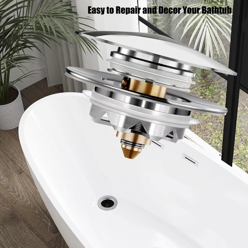 Anlige Bathtub Drain Stopper, Pop Up Tub Stopper and Cover,