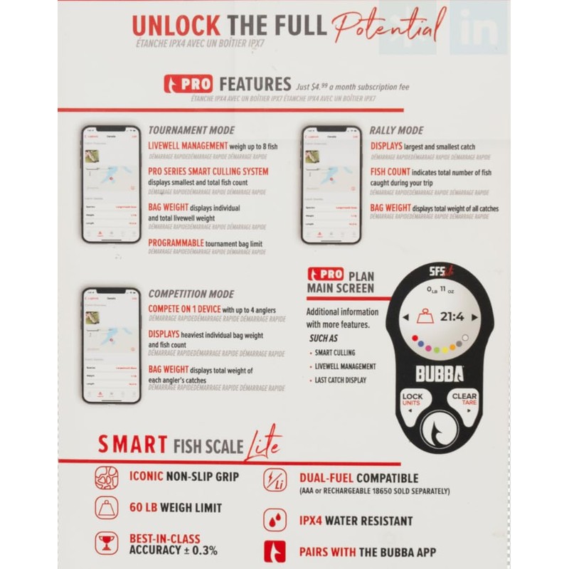 Bubba Smart Fish Scale LITE, Tournament Fishing Tool with Bluetooth