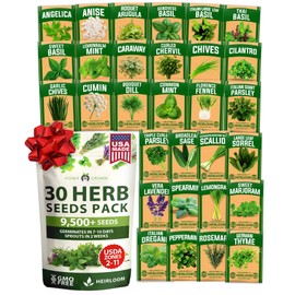 HOME GROWN 30 Herb Seeds for Planting 9,500+ Non-GMO Heirloom Seeds | Extra Large Variety Pack Herb Kit – Indoor Outdoor & Hydroponic | Culinary Seed Set | Grow Your Own Herbs | Gardening Gift