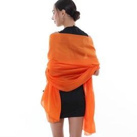 RIIQIICHY Pashmina Orange Shawls Wraps for Women Evening dresses Like Chiffon Silk Scarf for Weddings