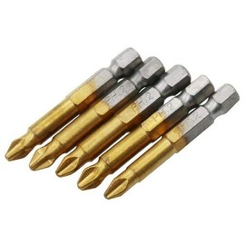 SUPERTOOL Impact Driver Bit Set 5PCS 1/4" Screwdriver Bits Magnetic Cross Head Torsion Screwdriver Bits Set for Drill (50MM)