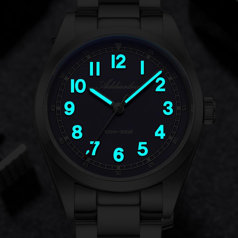 ADDIESDIVE Slim Watch Purple Dial Synthetic Sapphire Super Lume 100