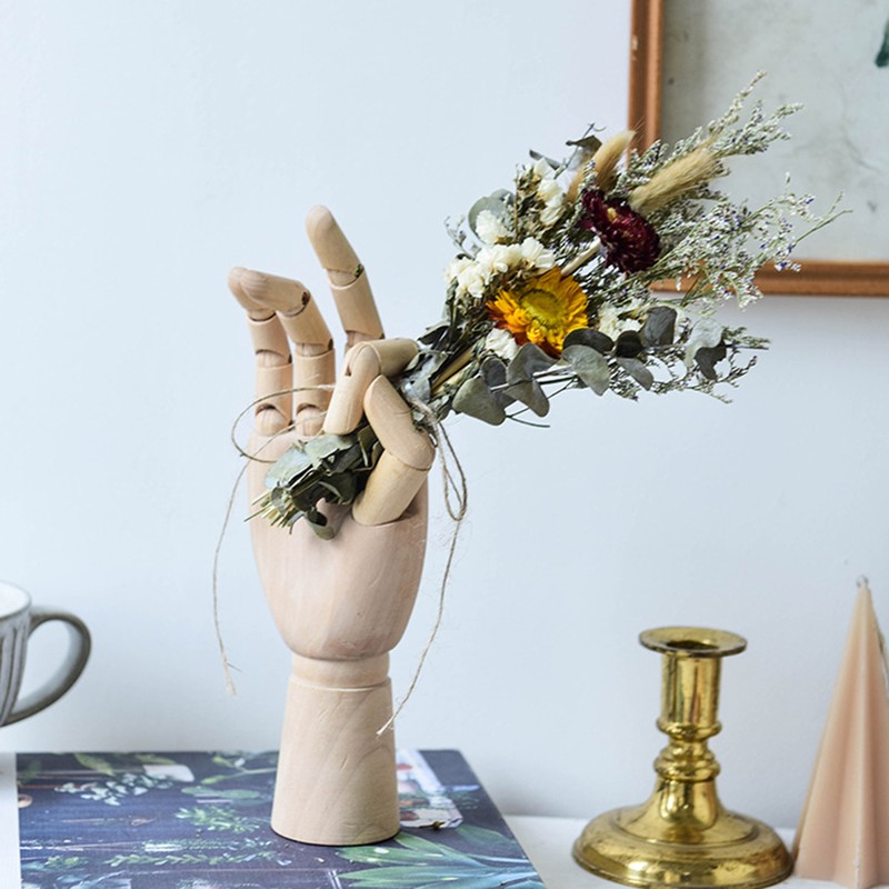 Jointed Hand Plant Holder Flexible Eye Catching Wooden DIY Plant