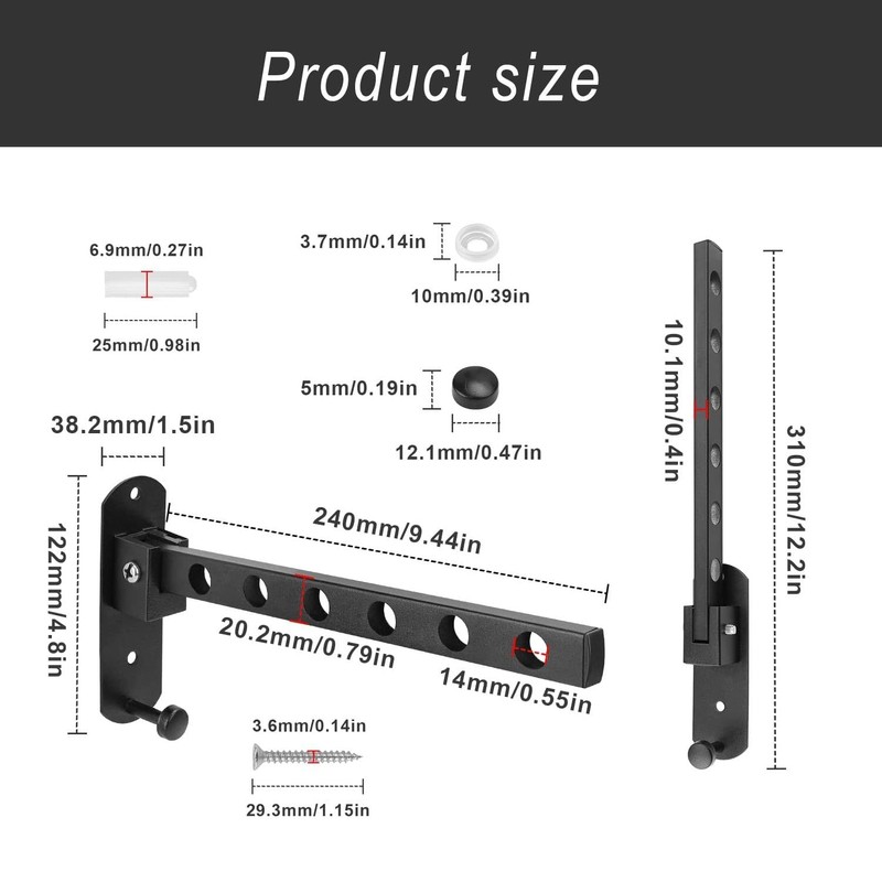 HJIAMA Foldable Clothes Rail, 90° Clothes Rail, Wall Mounted Clothes