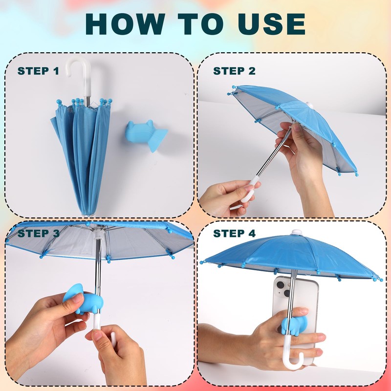 TOYMIS 2pcs Cell Phone Umbrella, Multifunctional Adjustable Cute Phone Shade