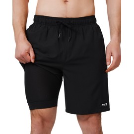 TTZ - Bañador para hombre con forro de compresión, Negro -, X-Large