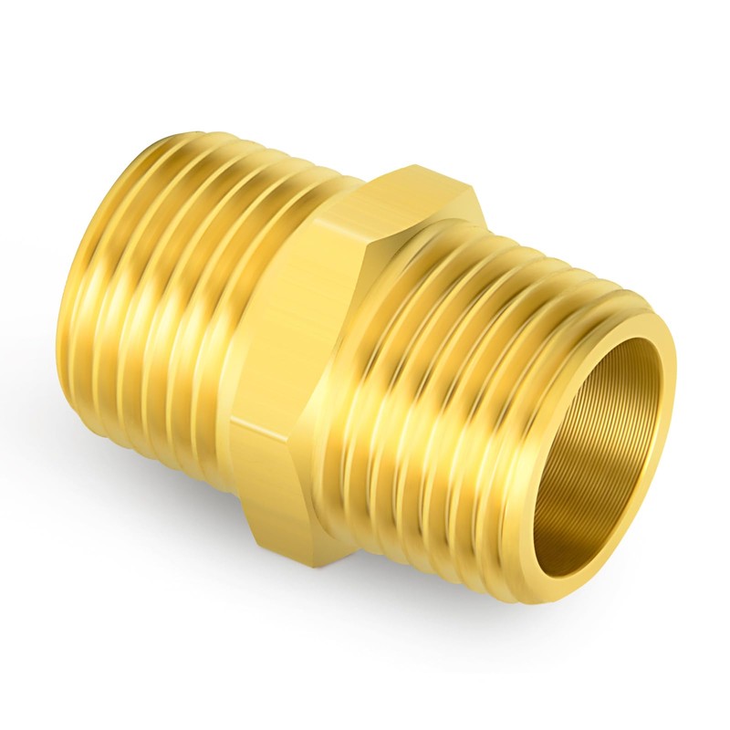 GASHER 10PCS Brass Pipe Fitting, Reducing Hex Nipple, 1/8-Inch Male