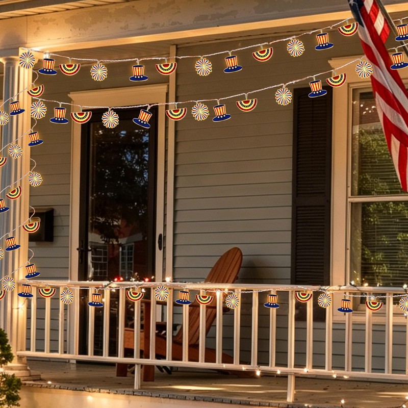 4th of July Decorations String Lights, 10Ft 20 LED American