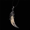 yigedan Mens Vintage Silver Wolf Tooth Pendant Necklace 62mm