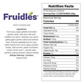 Fruidles Assorted Sour Gummi Mix Candy, Delicious Sugar (Coated) Fruit Flavors Gummies (Half-Pound)