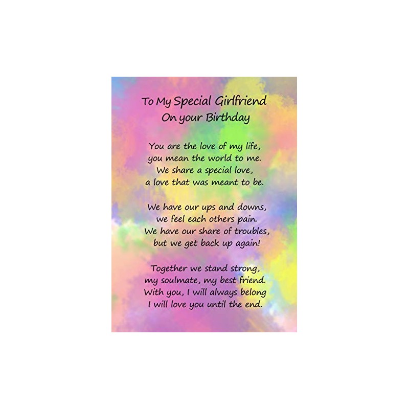 Romantic Birthday Verse Poem Card (Special Girlfriend)