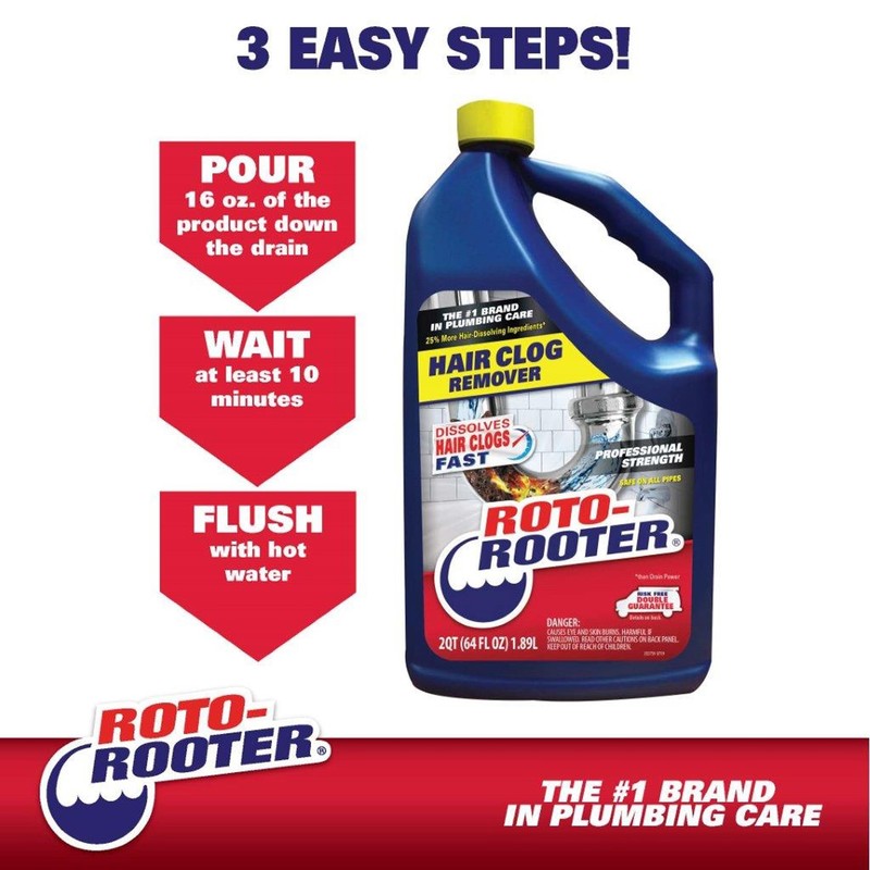 Roto-Rooter 351405 Hair Clog Remover Drain Cleaner, 64 oz
