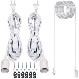 JACKYLED Extension Hanging Lantern Cord Cable 2-Pack 20ft UL 360W with E26 E27 Socket On/Off Button Pendant Lighting