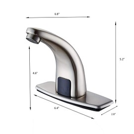 Automatic Sensor Touchless Bathroom Faucet Brushed Nickel,Motion Activated Hands-Free Lavatory Vanity Faucet,Touch-Free Solid Brass Auto Sensor Bathroom Sink Faucet