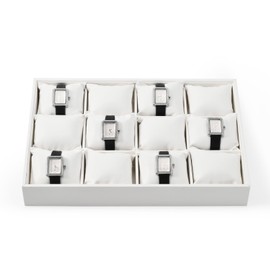 Woodten White PU Leather Watch Jewelry Storage Tray for Drawer Watch Pillow Organizer Display Tray Showcase
