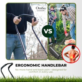 Ombu garden Rolling Aerator, Rolling Lawn Aerator for Grass 16" Wide with 30 Spikes for Smoother Penetration, Manual Push Aerator Lawn Tool with Wheels, Aerator Roller for Yard and Garden