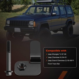 Front Track Bar Bolt and Flag Nut Retainer Compatible with Jeep Wrangler TJ 1997-2006, Cherokee XJ 1984-2001, Grand Cherokee ZJ 1993-1998 Replaces 6504449