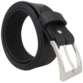 BELTINGER Denim belt made of full buffalo leather, 4 cm, jeans belt for men and women, 40 mm, leather belt made of buffalo leather, 4 cm, black, silver