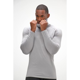 DEVOPS 2 Pack Men's Thermal Turtle Mock Neck Shirts, Compression Long Sleeve Tops (2X-Large, Black/Light Gray)