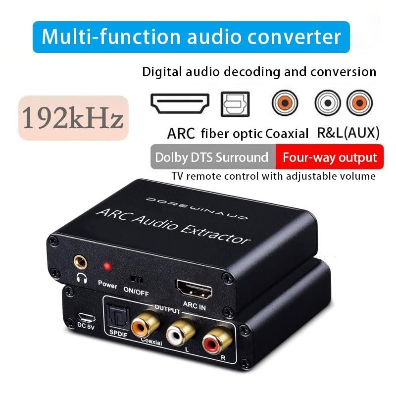 DOREWINAUD HDMI ARC Audio Extractor Converter,192KHz ARC Audio Extractor DAC