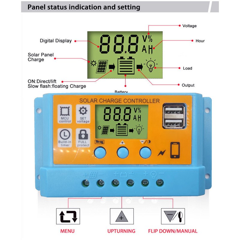 Solar Controller Digital Display Solar Panel Charge Controller Battery Intelligent