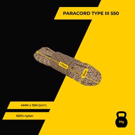 EdcX Paracord 4mm, 20+ Military Colors (15m, 30m, 50m, 100m, 300m) | Ideal for Camping, Survival, Outdoor, Crafting, DIY | 100% Nylon Rope 4mm | Tactical Cord 550 Type III (Desert Camo, 15 m)