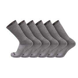 TCK 6 Pair Work & Athletic Crew Socks (Grey, Medium)