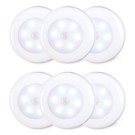 STAR-SPANGLED 6 Pack 2.8” Motion Sensor Lights Indoor AAA Battery Operated, Stick on LED Puck Light for Stairs, Under Cabinet, Closet, Cool White
