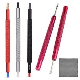 TICFROG 6 in 1 Watch Hands Repair Tool Kit, Watchmakers Wristwatch Repair Tools with 3PCS Watch Hand Pressers Pusher, 2PCS Removers Lever Minute Second Hand Removal, Puller Plunger Set (Red)