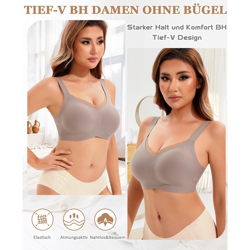 QooNoo Women's Bra Without Underwire Push Up Bra Coarse Breasts