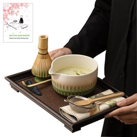 Matcha Whisk Set, 8 Pcs Ceramic Matcha Set Includes Bowl,Matcha Whisk (Chasen) and Holder, Sifter,Scoop and Spoon - Matcha Kit for Matcha Lovers,Gift for Family and Friend