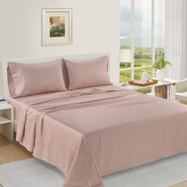 LANE LINEN 1000 TC Luxury 100% Egyptian Cotton Bed Sheets Twin Size, Fully Elasticized Reinforced 16 Inch Extra Deep Pocket Twin Sheets, Soft & Comfy Sateen Weave for Silky Finish-Sepia Rose