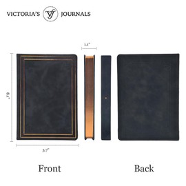 VICTORIA'S JOURNALS Leatherette Vintage Journal Hard Cover Lined Notebook Old Looking Travel Pocket Diary, Mini B6 Size 4.7'' x 6.5''