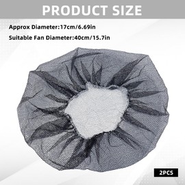 NICENEEDED 2 PCS Fan Mesh Cover with Drawstring, Round Electric Fan Guard Dust Covers Reuasble Washable Industrial Fan Protector, Finger Safety Cover for Floor Fan Indoor Basement