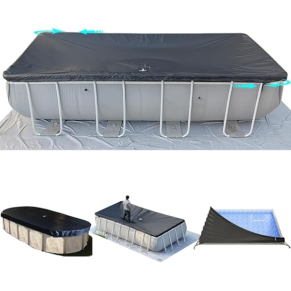 12x24Ft Rectangular Pool Cover with Side Storage for Oval and