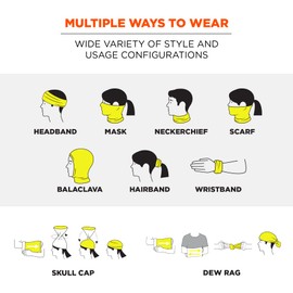 Ergodyne Chill Its 6487R Reflective Cooling Multifunctional Headwear Bandana, Neck Gaiter Face Mask, High Visibility Performance Cool Fabric