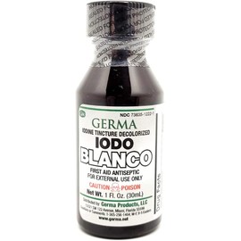 Germa Iodine Tincture Decolorized Colorless White Clear Iodo YODO Blanco Liquid