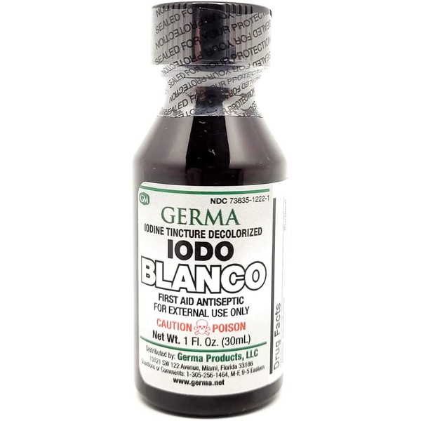 Germa Iodine Tincture Decolorized Colorless White Clear Iodo YODO Blanco