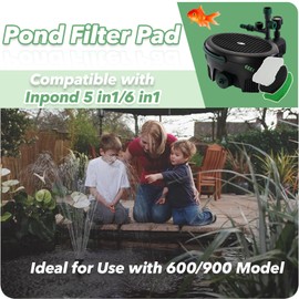 3-in-1 Set 5-in-1 600 & 6-in-1 900 Pond Filter Pads (8 Polymer Wool Cartridge, 1 Coarse Foam & 1 Medium Foam) Fits for Inpond, Pond Filter Media for Outdoor Ponds